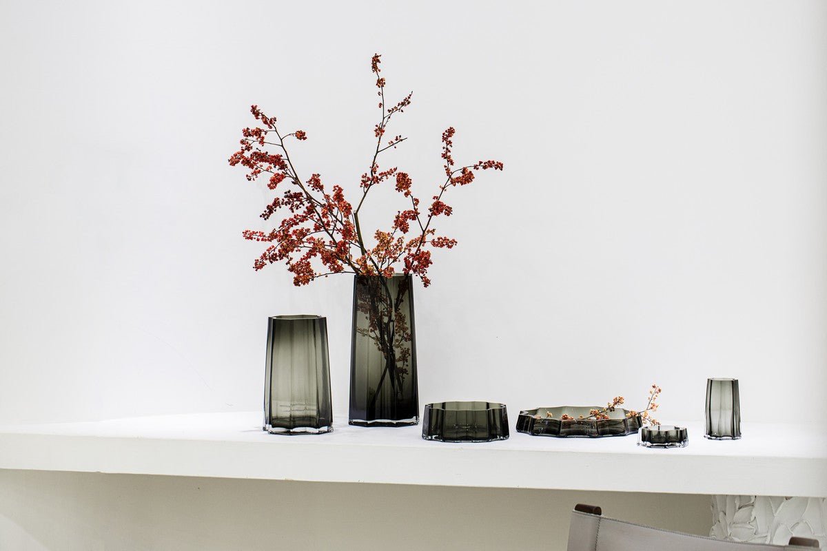 Small Luxury vase, modern classic, stylish design, LENOX 15 Gray - Nid Thuis